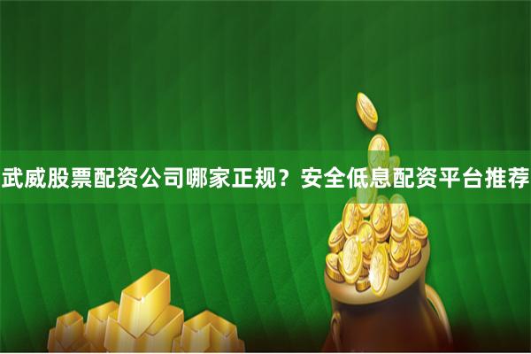 武威股票配资公司哪家正规？安全低息配资平台推荐